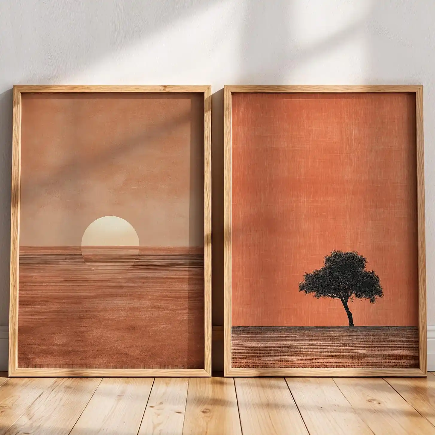 Japandi Wall Art Minimalist Pink Sunset Print, Scandinavian Zen Decor, Abstract Landscape Artwork, Earth Tones Boho Wall Decor - Image 2