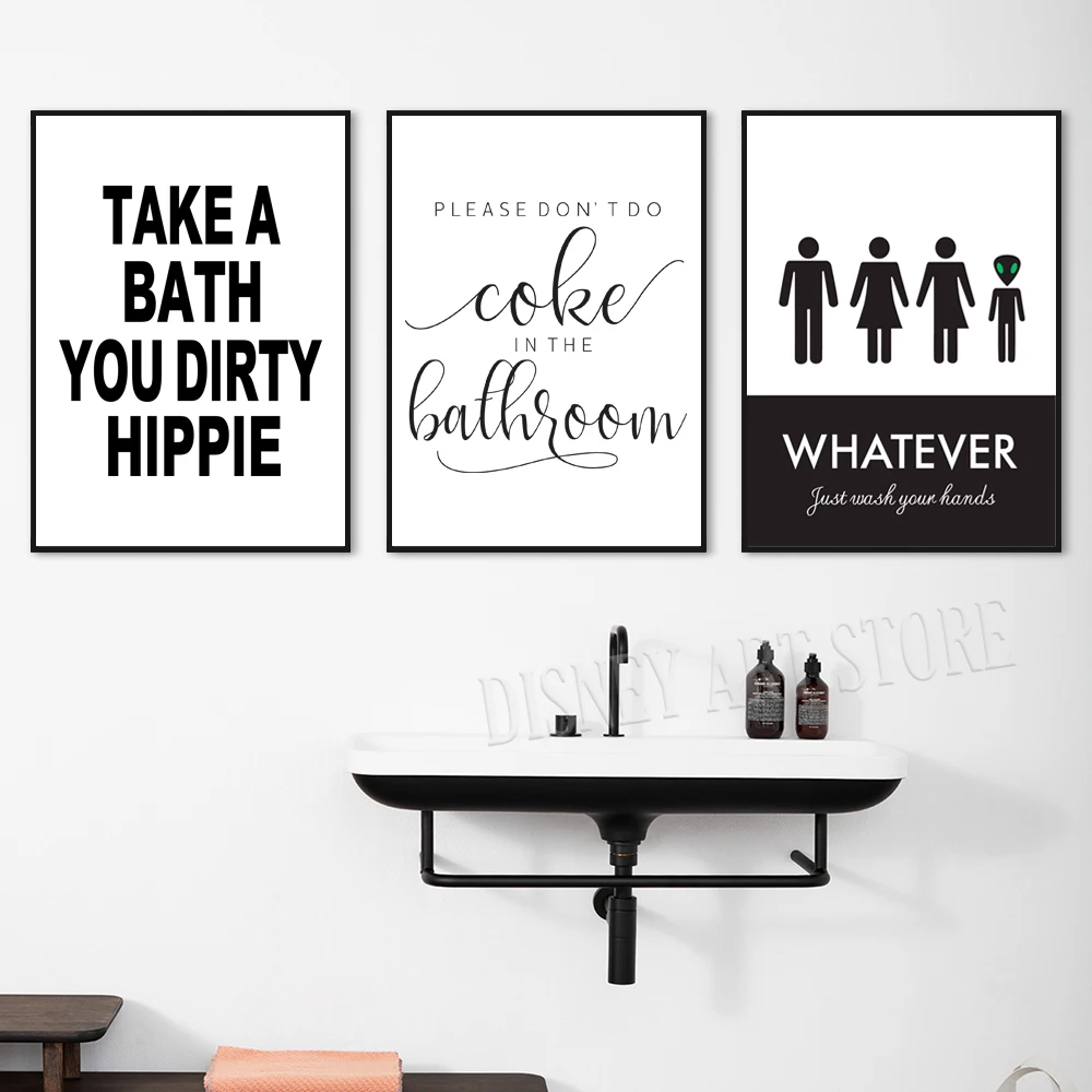 Bathroom Decor Posters Please Don't Do Coke In The Bathroom Quotes Canvas Painting Modern Funny Gift Sign Toilet Wall Art Print - Image 3