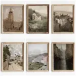 Vintage Abstract Country Landscape Wall Art Retro Architecture Poster European Village Oil Painting Print on Canvas Home Decor