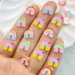 50Pcs New Cute Resin Mini Cartoon Rainbow Flat Back Manicure Parts Embellishments For Hair Bows Accessories