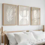 Frameless Beige Bohemian Printing, Palm Leaves, Abstract Rainbow Wall Art,Simple Abstract Art Decor,Living Room Bedroom Decor