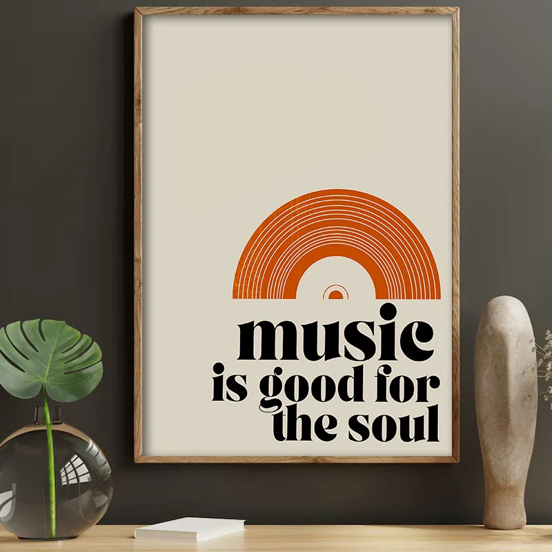 Retro "Music Is Good for The Soul" Quotes Canvas Prints Gorgeous Music Art Posters for Modern Home Office Living Room Home Decor