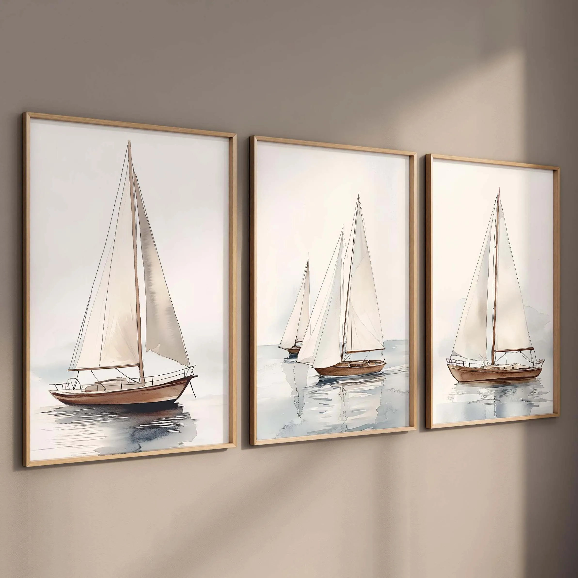 Watercolor Sailboat Print Set Coastal Nautical Wall Art Canvas Poster Prints Home Bedroom Living Room Decoration Room Gift - Image 6