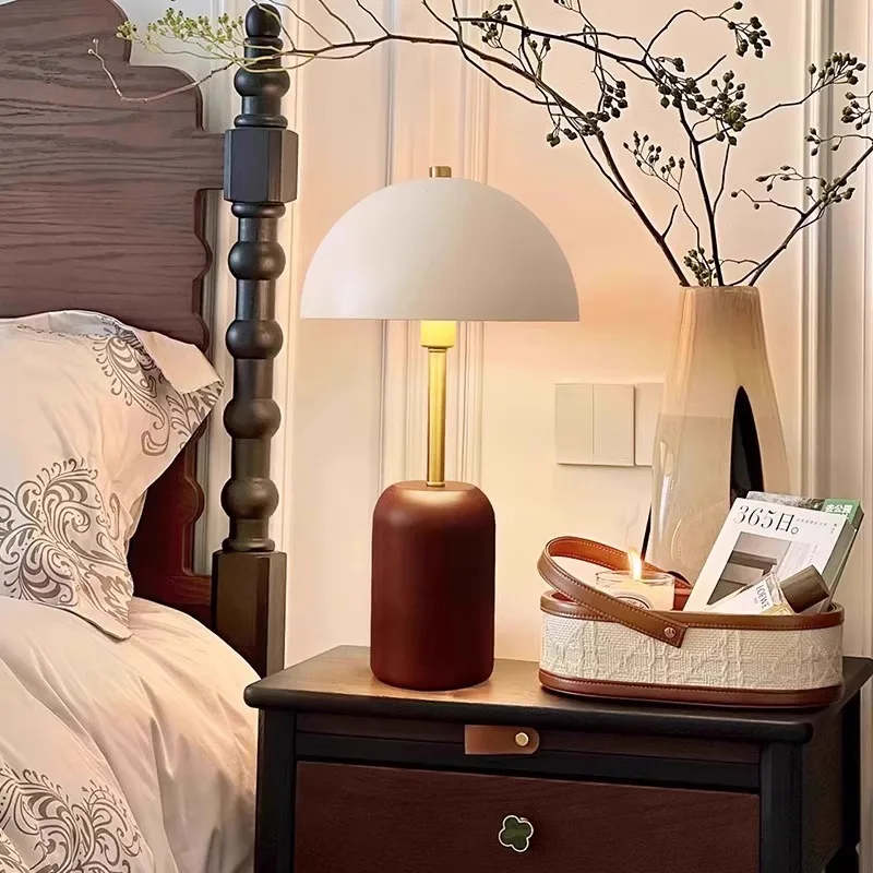 French Medieval Vintage Solid Wood Table Lamp Led E14 Atmosphere Designer Desk Lights Bedroom Study Bedside Living Room Studio - Image 2