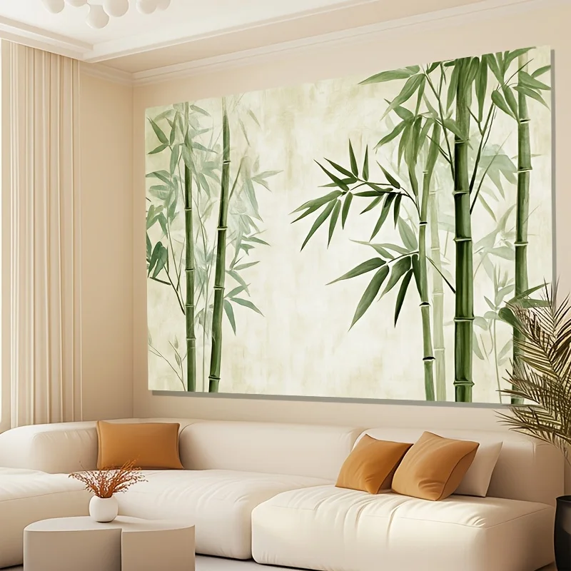 1pc Bamboo forest print tapestry, made of polyester, machine washable, suitable for bedroom and living room decoration. - Image 3