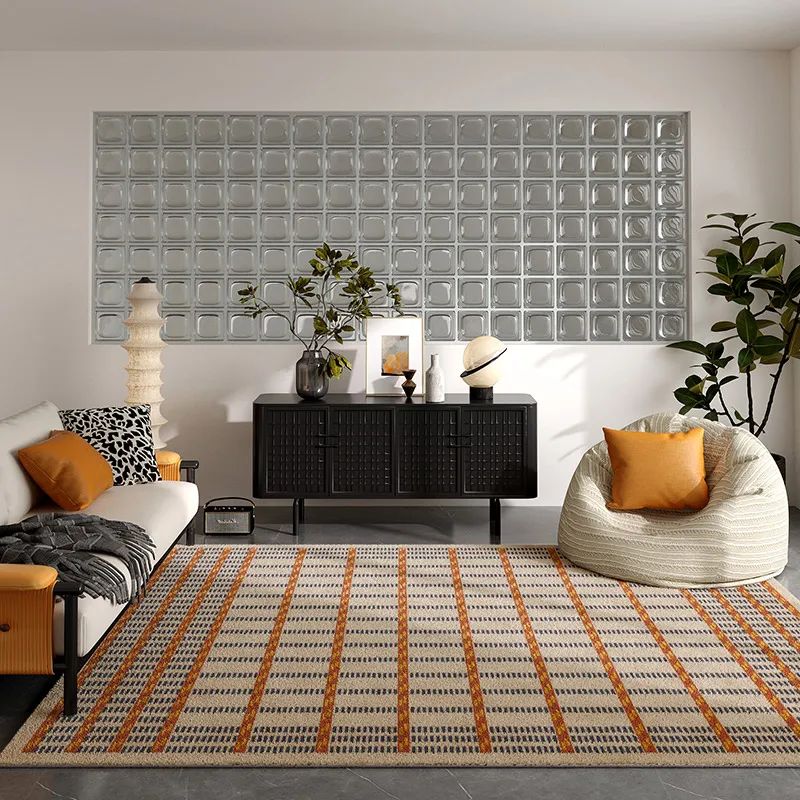 Retro Plaid Living Room Decoration Rug Cloakroom Large Area Carpet Nordic Style Rugs for Bedroom Home Fluffy Soft Plush Mat - Image 3