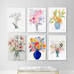Plant Flower Poster Canvas Oil Painting Printmaking Wall Living Room Home Decor Retro Classic vase Matching Watercolor