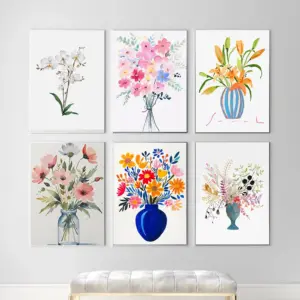 Plant Flower Poster Canvas Oil Painting Printmaking Wall Living Room Home Decor Retro Classic vase Matching Watercolor
