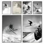 Black And White Skiing Photo Winter Sport art canvas HD aesthetic Printing Paper Wall Art for Living Room Bar fashion Home Decor