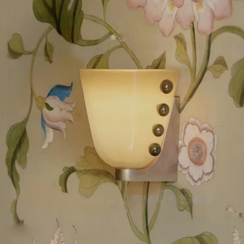 Nordic Artisanal Retro Chic Goblet Glass Wall Lighting Colorful Aisle Wall Lamp For Home Hallway LED Bedroom Bedside Sconce Lamp - Image 3