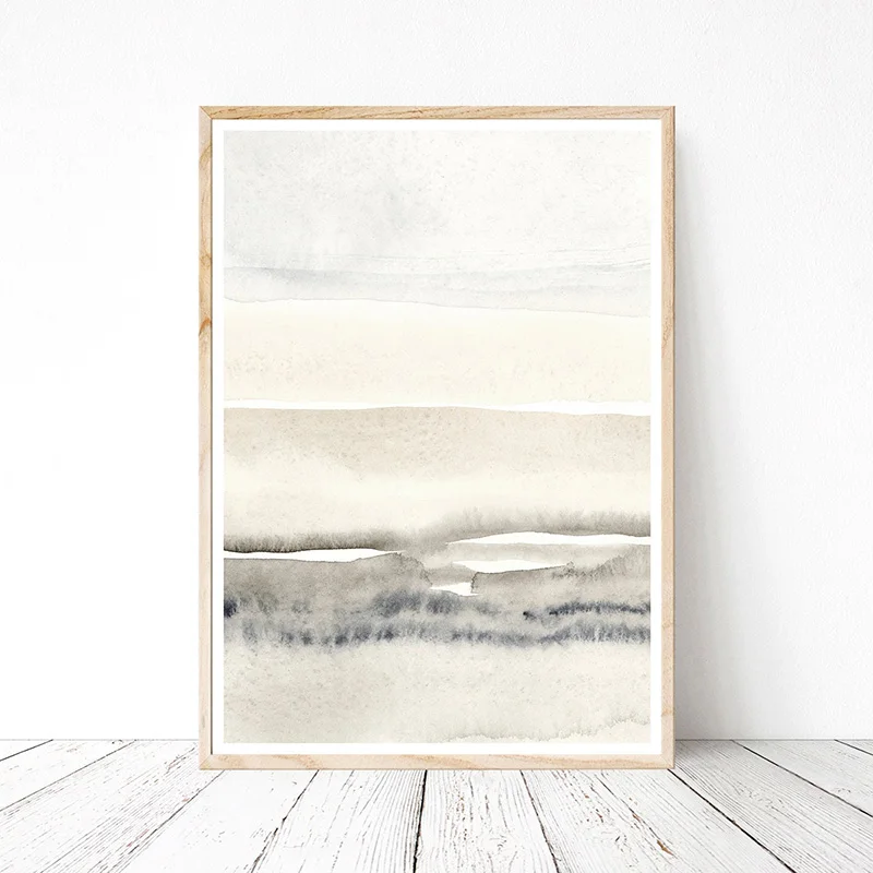 Beige and Grey Abstract Canvas Painting Posters and Prints Nordic Wall Art Pictures for Home Living Room Decor Set of 2 - Image 6