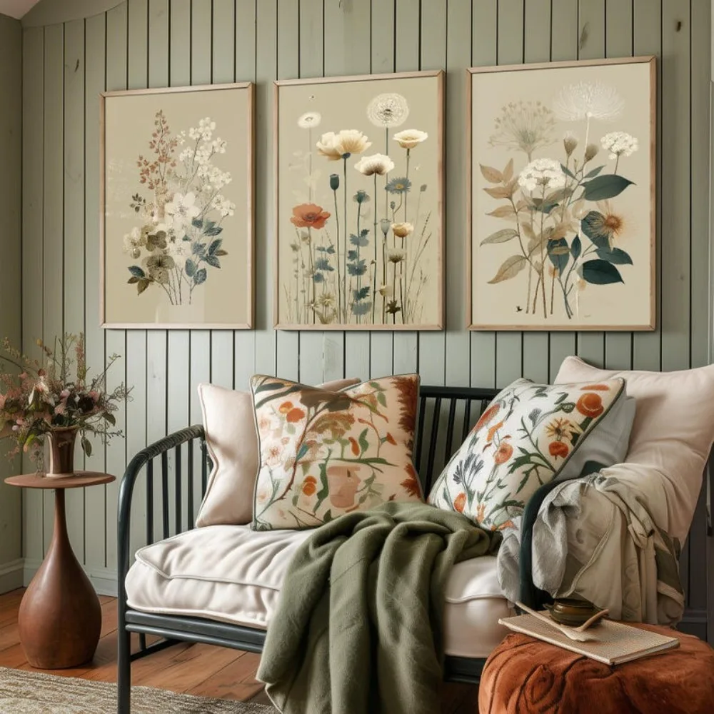 3pcs Frameless Retro Floral Prints,Plant Painting Photo Poster Wall Art Gifts,Simple Floral Printing,Living Room Bedroom Decor