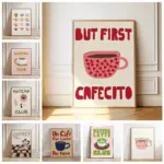 But First Cafecito Quotation Canvas Print Minimalist Matcha Club Spanish Wall Art Poster for Modern Living Room Cafe Home Decor