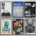 Vintage Modern Abstract Japanese Print Posters Japan Picture Retro Exhibition Canvas Painting Wall Art Home Decor Mural Cuadros