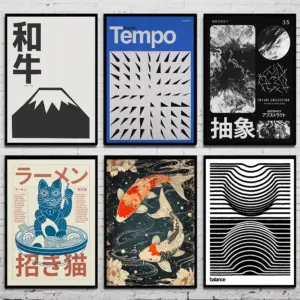 Vintage Modern Abstract Japanese Print Posters Japan Picture Retro Exhibition Canvas Painting Wall Art Home Decor Mural Cuadros