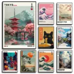 1 Piece of Frameless Japanese Wall Art,Digital Printmaking,Japanese Landscape Canvas Painting Wall Art Living Room Home Decor