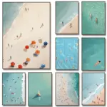 Nordic Summer Girl Swimming Pool Party Beach Ocean Boat Wall Art Print Poster Canvas Painting Picture Living Room & Home Decor