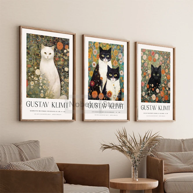 Gustav Klimt Cat Painting Works Posters Klimt Exhibition Impressionism Animals Prints Canvas Wall Art Pictures Home Room Decor - Image 2