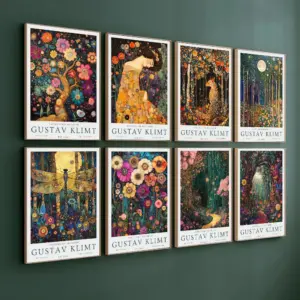 Gustav Klimt Canvas Posters And Prints Abstract Colorful Flower Animal Klimt Museum Wall Art Painting For Living Room