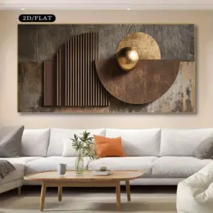 2D Flat,Frameless Modern Minimalist Canvas Poster,Beige,Brown,Black,Gold Abstract Geometric Wall Art,Living Room,Bedroom Decor