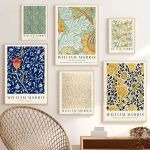 William Morris Artwork Print Poster Tulip Flowers Plants Printable Art Nouveau Exhibition Floral Painting Kitchen and Room Decor