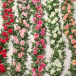 2.2m Silk Artificial Roses Flowers Rattan String Vine with Green Leaves For Home Wedding Garden Decoration Hanging Garland Wall