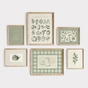 Kitchen Wall Art Sage Green Minimalist Kitchen Room Decor HD Canvas Poster Prints Home Bedroom Living Room Decor Gift Posters