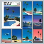 Hiroshi Nagai Vaporwave Japan Beach City Summer Wall Art Canvas Painting Prints Posters Wall Pictures Nordic Living Room Decor
