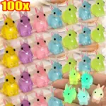 Glow Resin Rabbit Figurines Luminous Easter Bunny Decor MultiUse Safe Smooth Tabletop Cake Topper Home Party Room Decor Ornament