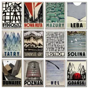 Vintage Poland City Posters Biebrza Solina Zakopane Canvas Printing And Prints Wall Art Picture for Living Room Home Decor Gift