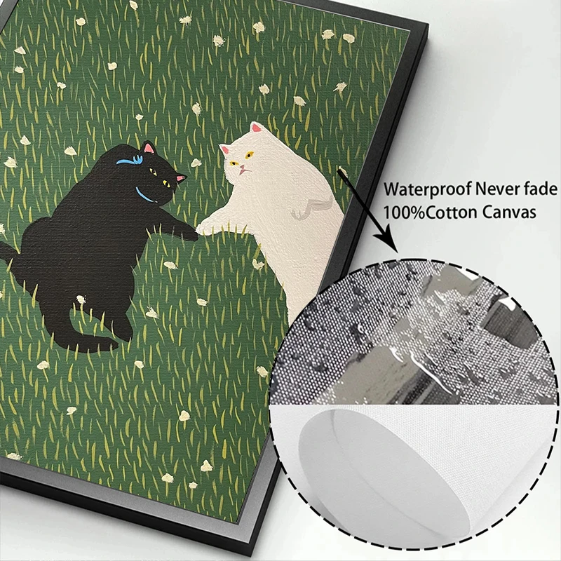 Lovers Cat Canvas Painting Plants Posters Funny Cartoon Animal Wall Art Prints Pictures for Living Room Cuadros Decor No Frame - Image 6