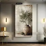 Large Olive Trees in The Countryside Vase Paint Canvas Print Simple Plants Farmhouse Wall Art Posters for Living Room Home Decor