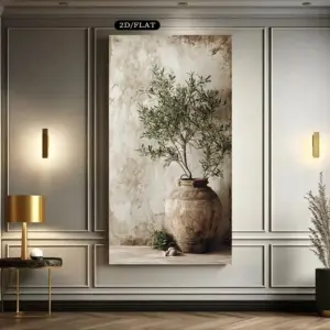Large Olive Trees in The Countryside Vase Paint Canvas Print Simple Plants Farmhouse Wall Art Posters for Living Room Home Decor