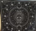 Celestial Zodiac Tapestry 2D Flat Wall Art with Moon Phases and Constellations for Bedroom Living Room Mystical Decor