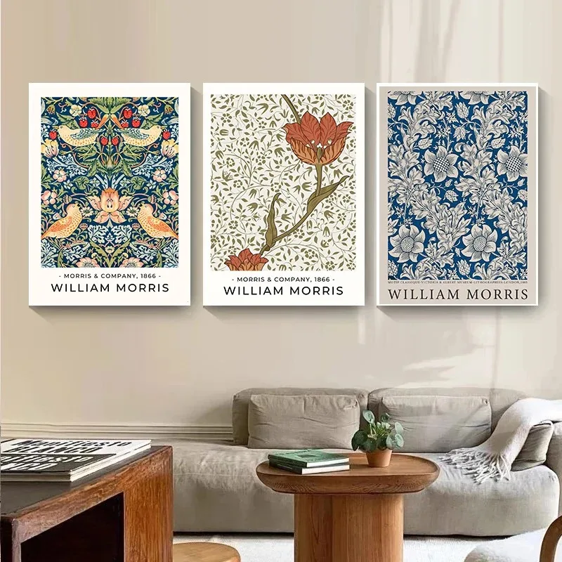 Abstract William Morris Flower Leaf Bird Canvas Painting Nordic Posters And Prints Wall Art Pictures For Living Room Home Decor - Image 4