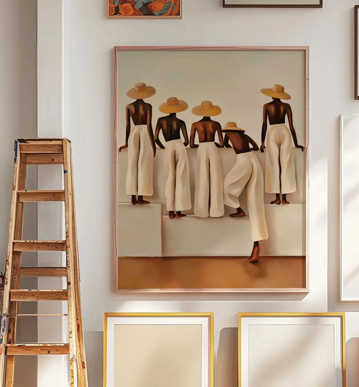 Beige Female Silhouette Wall Art Boho Printable Poster Wall Decor Minimalist Neutral Abstract Women Canvas Picture Home Decor