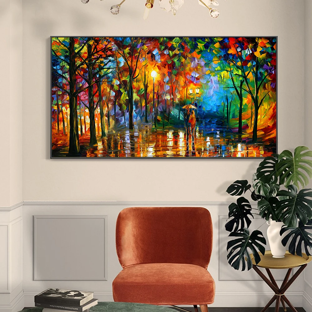 Modern Colorful Abstract Canvas Prints Art Rainy Garden Landscape Posters Picture Wall Art Painting for Living Room Bedroom - Image 3