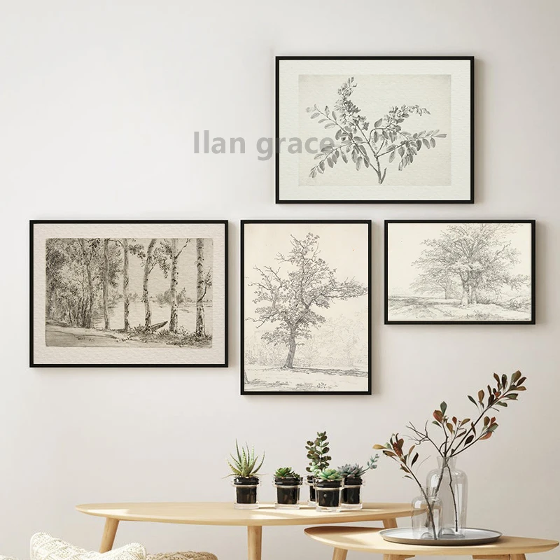 Vintage Flower Plants Sketch Art Prints Neutral Gallery Wall Art Pictures Canvas Painting Farmhouse Country Decoration Posters - Image 6
