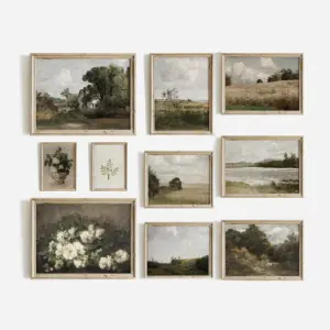 American Style Calm Country Field Sky Vase Canvas Painting Wall Art Pictures Vintage Posters and Prints for Living Room Decor