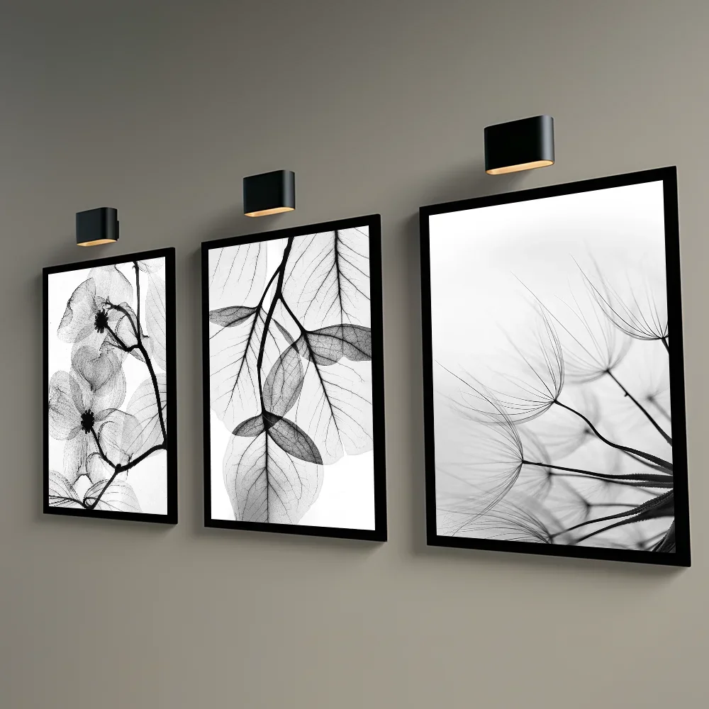 Black and white plant flowers, HD canvas print wall art poster, suitable for home, living room, room, bar decoration - Image 5