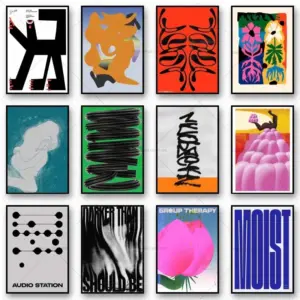 Vintage Classic Posters Retro Shapes Abstract Canvas Print Pop Wall Art Canvas Painting for Living Room Bedroom Home Decor