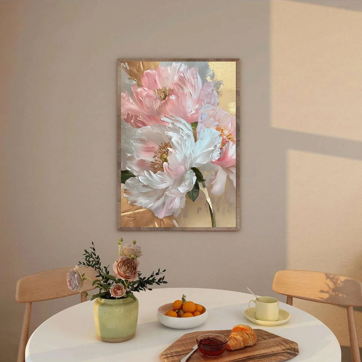 Modern Abstract Gold leaf Floral Wall Art, Canvas Print Posters, Home Living Room, Bedroom Decor, No Framed - Image 3