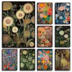 Abstract Botanical Pattern Dandelion Mushroom Cactus Flower Inspired Poster Canvas Painting Wall Art Picture Home Interior Decor
