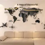 World Map Wall DIY 3D Acrylic Wall Stickers Three-dimensional Mirror Stickers Bedroom Office Background Wall Decoration Stickers