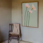 Chic Poppy Flower Canvas Print -Sage Green & Pink, Floral Wall Art for Living Room, Bedroom, Dorm Decor, Perfect for Room Decor