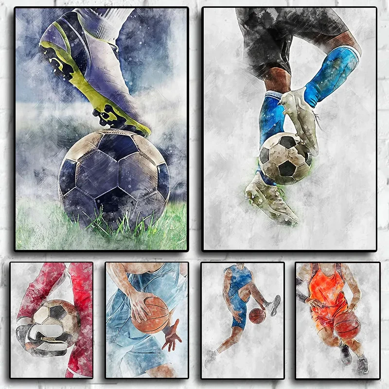Football Basketball Poster Canvas Painting Modern Soccer Boy Decor Printed Wall Art Pictures Living Room Bedroom Home Decor - Image 2