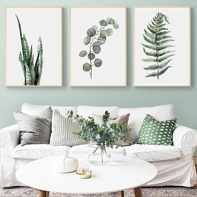 Simple Green Plant Leaves Canvas Art Painting Print Modern Wall Decorative Posters for Living Room Bedroom Home Decor Picture - Image 4