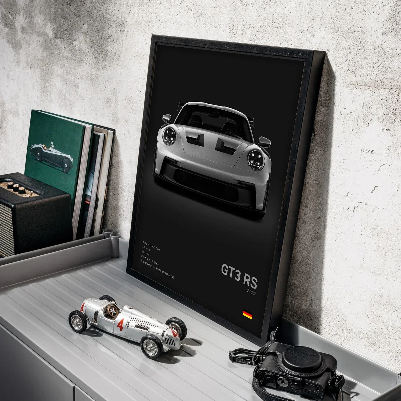 Pop Black and White Germany Luxury Super Sport Car Poster Aesthetic 911 GT3 RS Turbo Canvas Print for Wall Art Garage Room Decor - Image 2