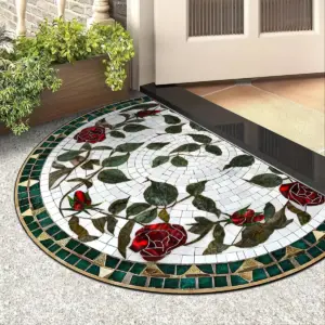 Door Entry Mat Entrance Doormat House Outdoor Floor Carpet Semi-circular Rug Floral Style Home Decoration Rugs Felpudo 입구 현관 매트
