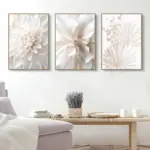 3PCS/Sets Pure White Flower Posters Canvas Painting Minimalist Posters And Prints Wall Art for Home Living Room Decor Unframed